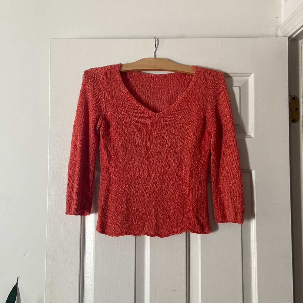 Lovely hand-knit salmon sweater